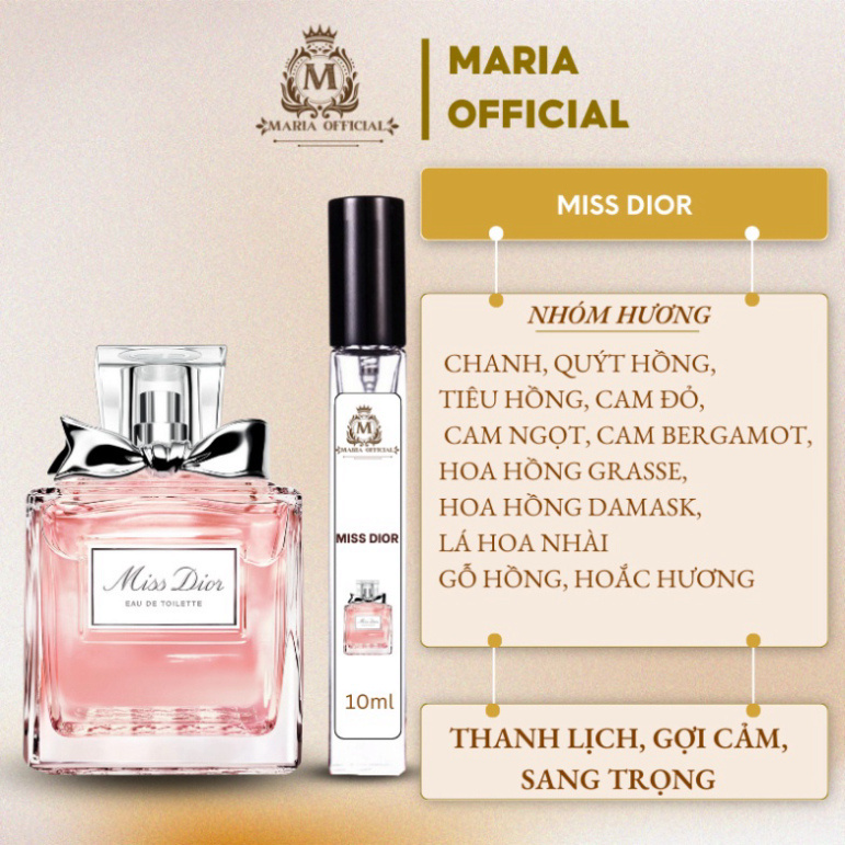 Nước hoa chiết Miss Dior Nước hoa nữ 10ml chính hãng nữ tính dịu dàng trang nhã