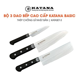 Bộ 3 chiếc dao làm bếp cao cấp katana basic - dao đa năng năng - thái rau củ - gọt hoa quả