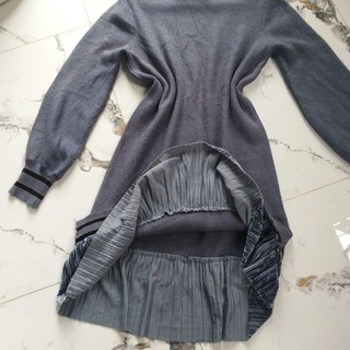 Đầm len phối nhung màu xám size S -M