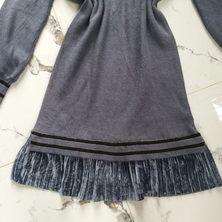 Đầm len phối nhung màu xám size S -M