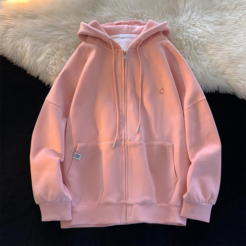 Áo Hoodie nữ zip unisex, khoác bomber nỉ bông Ulzzang, mũ áo trùm đầu 2 lớp, thân 1 lớp phong thái Hàn Quốc, thêu chữ | BigBuy360 - bigbuy360.vn