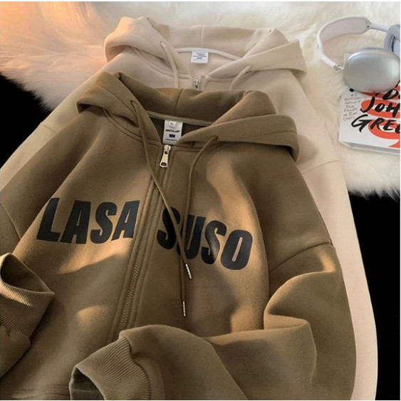 Áo Hoodie nữ zip unisex, khoác bomber nỉ bông Ulzzang, mũ áo trùm đầu 2 lớp, thân 1 lớp phong thái korea LASA SUSO | BigBuy360 - bigbuy360.vn