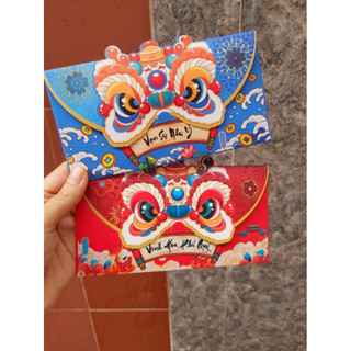 Set 4 lì xì kỳ lân đỏ mẫu bao thư mới 2024