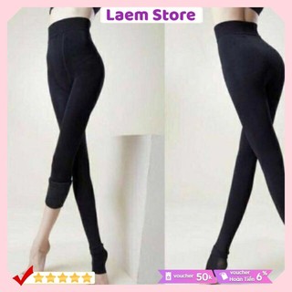 Quần tất lót lông nhung dẫm gót màu đen cạp cao chất dày dặn