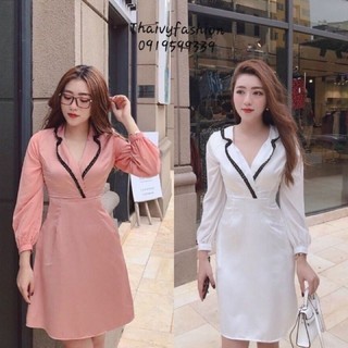 đầm tiểu thư dáng dài cổ vest New