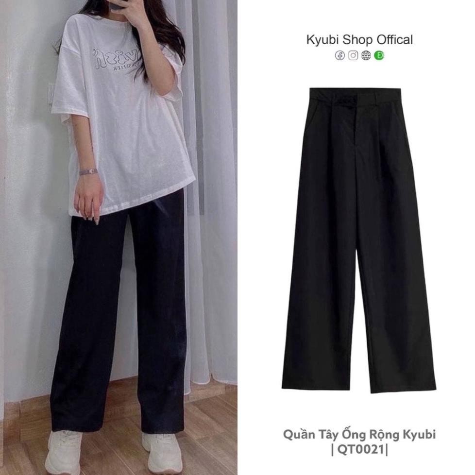 Quần tây đen ống rộng suông dài Hàn Quốc phong cách Ulzzang (Có Bigsize, Size Đại) - Quần Culotte Kyubi QT0021