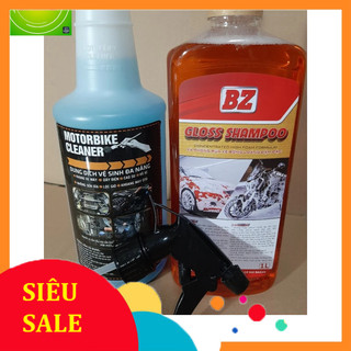 Combo xà bông rửa xe bz 1l + dung dịch vệ sinh đa năng motorbike cleaner 850ml