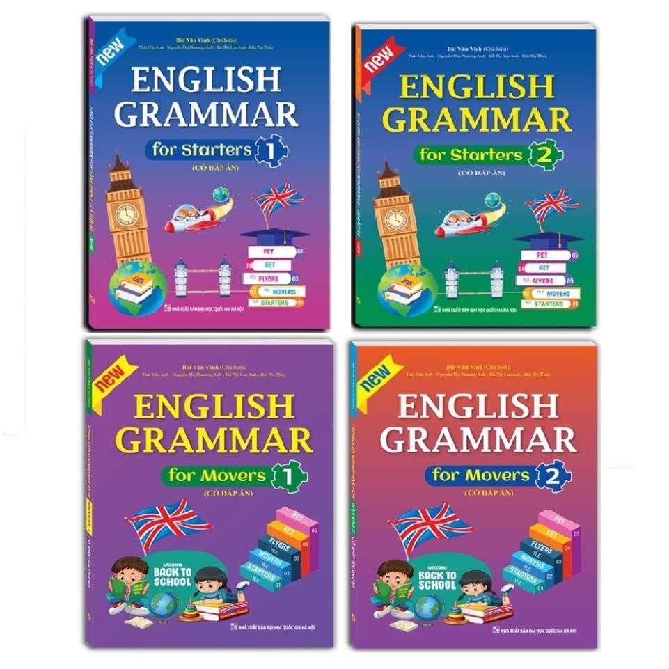 Sách - Bộ 4 cuốn English grammar for starters 1 và 2 + English grammar for Movers 1 và 2 - MT