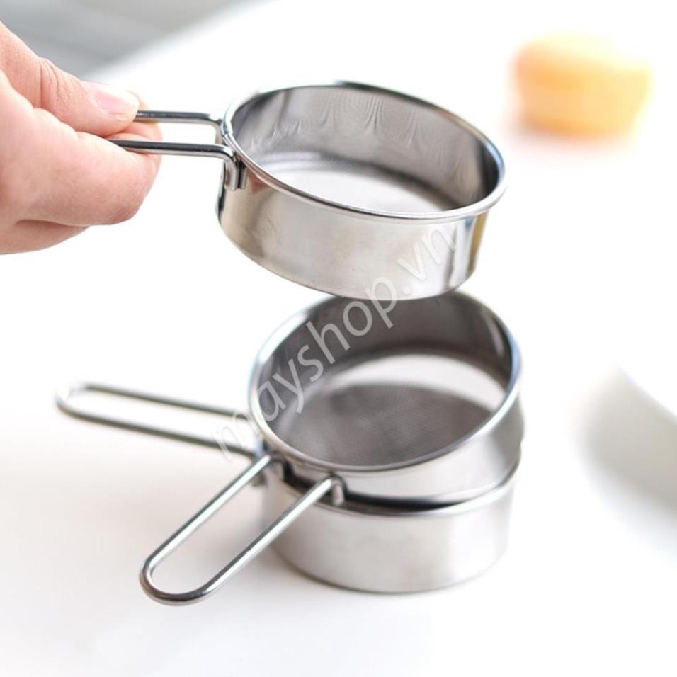 Rây bột inox thành cao có tay cầm (6cm)  -  Đồ Làm Bánh