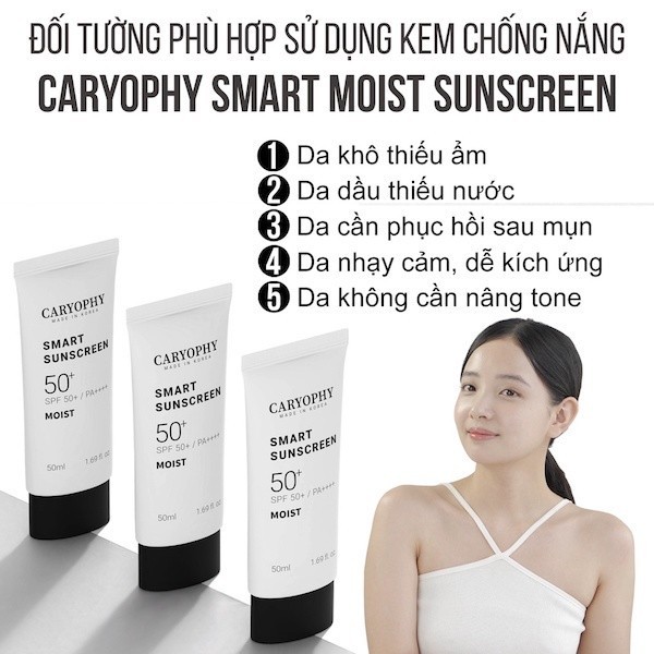 Kem Chống Nắng Caryophy Dưỡng Ẩm, Ngừa Mụn Smart Moist Sunscreen 50ml