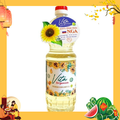 Dầu Hướng Dương Vita Organica, Dầu Hướng Hương Organic Nhập Khẩu Nga Chai 1L