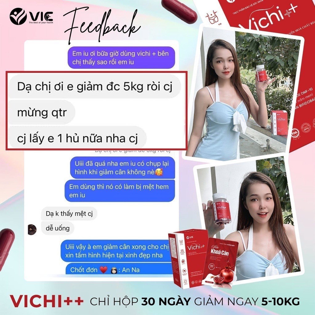 Chính Hãng Giảm cân Vichi ++ Giảm siêu mạnh liệu trình 30 viên kèm khoá cân