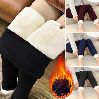 Quần legging lưng cao lót lông cừu ấm áp thời trang mùa đông cho nữ