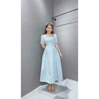 Đầm nữ xòe xếp ly eo cổ vuông chất cotton lạnh H132