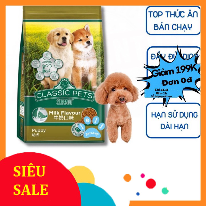 Sỉ Thức ăn hạt cho chó con Classic s vị sữa hạt khô gói 400G - Đảo Chó Mèo