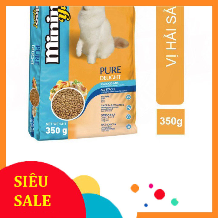 Sỉ THỨC ĂN CHO MÈO Minino Yum dạng hạt Vị hải sản Gói 350g Thương hiệu Pháp