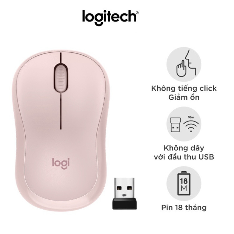 Chuột Không Dây Logitech M220 Không Tiếng Động- Có Công Tắc On/Off - Độ Nhạy Cao -Bảo Hành 1 năm -Tặng kèm bàn di chuột | BigBuy360 - bigbuy360.vn