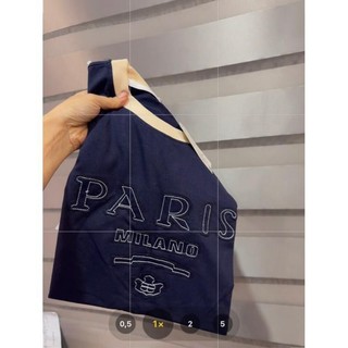 Áo pull cộc than thêu đáp chữ paris hot