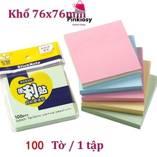 PVN62868 Giấy note ghi chú nhiều màu sắc 100 trang hình vuông có thể dán dùng để đánh dấu tiện lợi