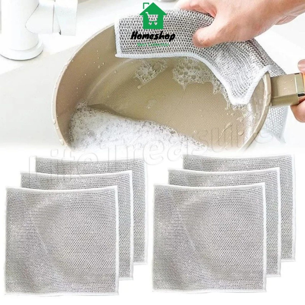 PVN62948 Khăn Lau Chén Dĩa / Miếng Rửa Chén Bằng Dây Thép Không Dính Dầu Chống Trầy Xước Đa Năng Cho Nhà Bếp