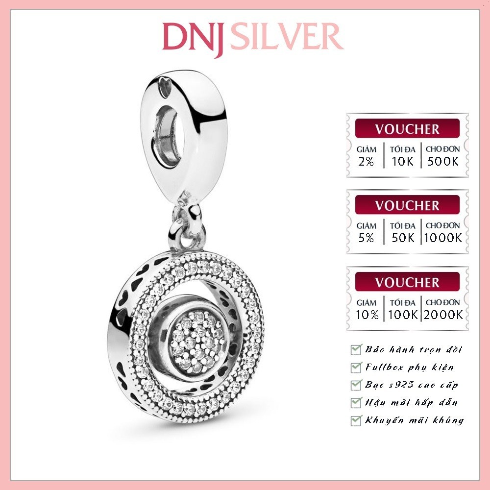 [Chính hãng] Charm bạc 925 cao cấp - Charm Spinning Pandora Logo & Pavé Dangle thích hợp để mix vòng