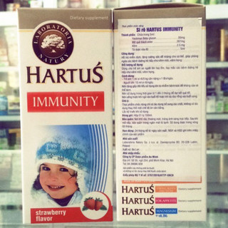 Siro tăng đề kháng Hartus Immunity hỗ trợ giảm nguy cơ viêm mũi, viêm họng cho trẻ từ 4 tháng tuối LineaBon K2+D3
