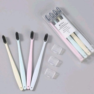Bộ 4 bàn chải sợi tre muji, hàng xuất nhật