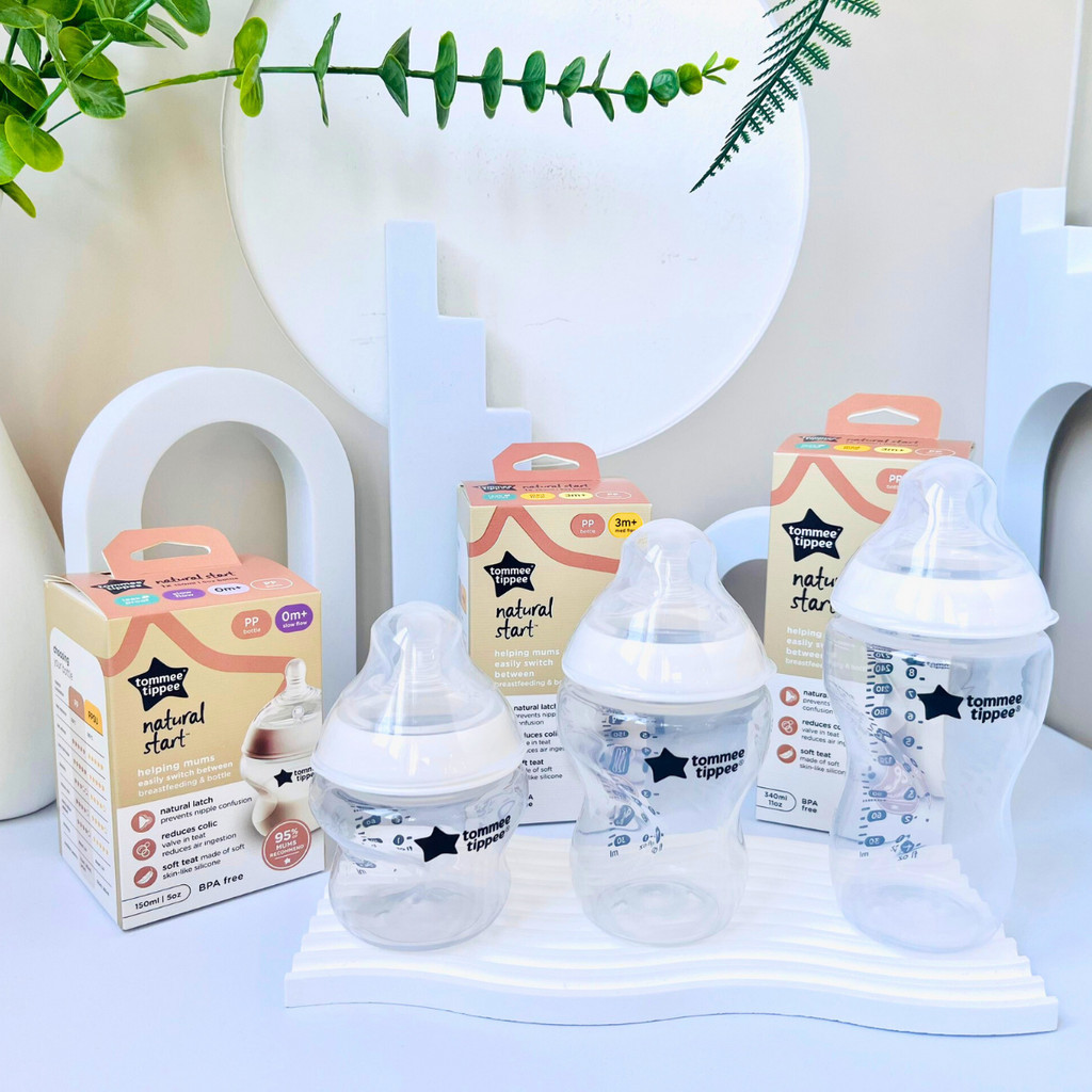 Bình Sữa PP Ty Siêu Mềm Tự Nhiên Tommee Tippee 150ml, 260ml, 340ml, Set Đôi, Nhiều Size, Được Mua Kèm Thêm 01 Núm Ty
