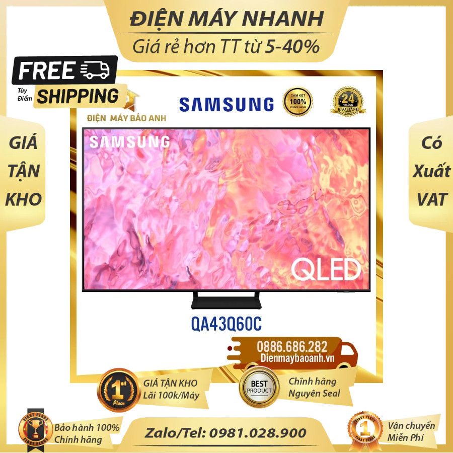 [Miễn phí giao lắp HN] Tivi Samsung 43 inch QA43Q60C QLED 4K 2023, Bảo hành chính hãng 24 tháng DMK