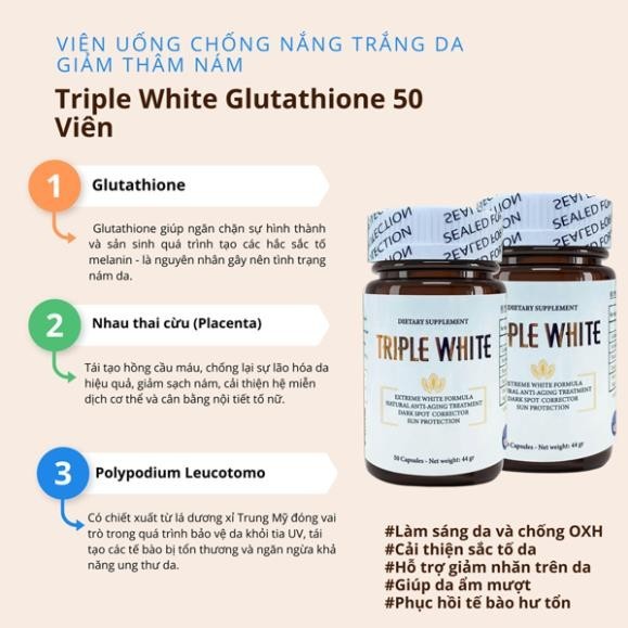 Triple White Viên uống trắng da , chống nắng, ngừa nám hiệu quả 50 viên