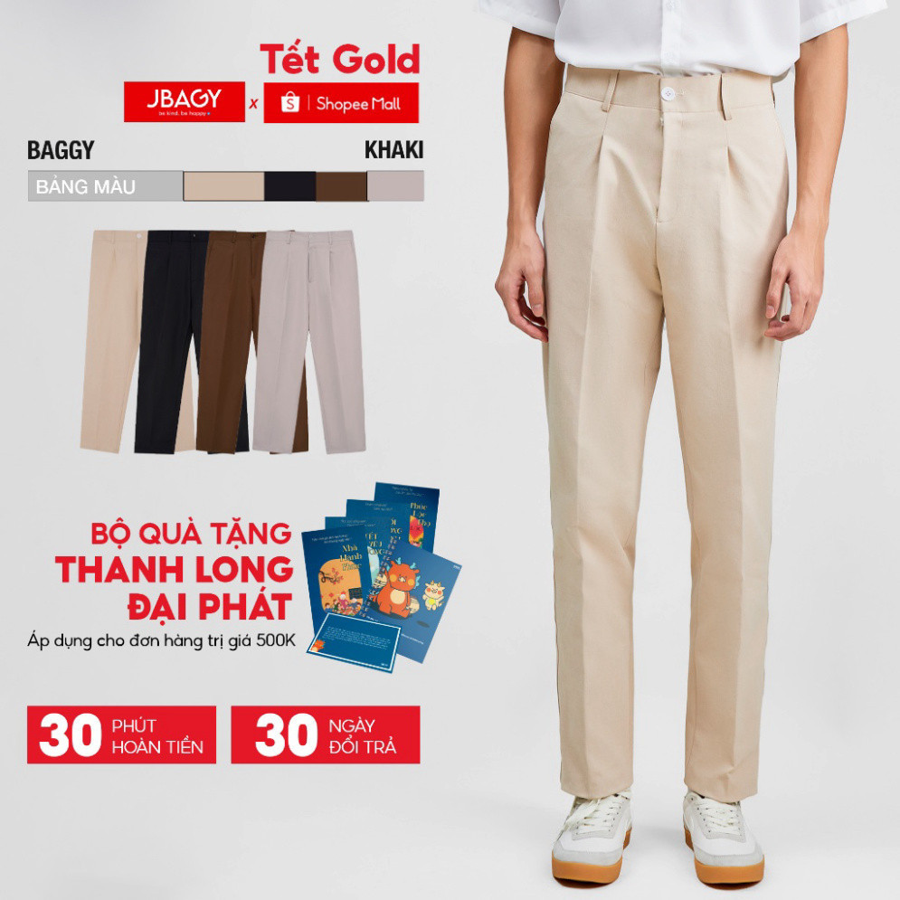 Quần kaki nam JBAGY dáng baggy, co giãn cạp chun ẩn tinh tế - JD0103 - Hàng mới về