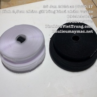 Cặp Nhám Dính 2 5cm Gai kèm Bông 1 mét tốt màu trắng đen verclo khoa dính băng gai xé  #110206