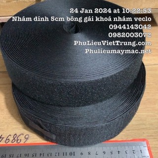 Cặp nhám dính gai kèm bông 5cm 17mét màu trắng đen làm khoa dinh verclo nhám xé băng xe #110205