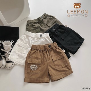 Quần đùi bé trai - quần cộc cho bé beemo túi hộp cá tính chất liệu kaki xước 23052Q windy baby