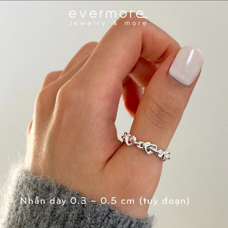 Nhẫn bạc s925 silver heart evermore, nhẫn bạc free size thiết kế độc đáo - n073