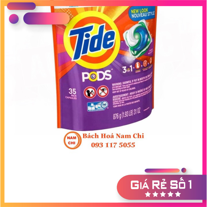 Bột Giặt Xả TIDE PODS 3IN1 Túi 42 Bột - Hàng Mỹ