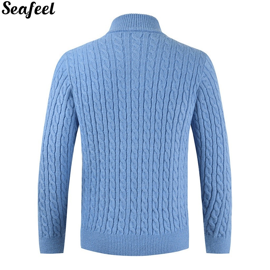 Áo sweater cổ đứng phối khóa kéo thời trang mùa đông cho nam