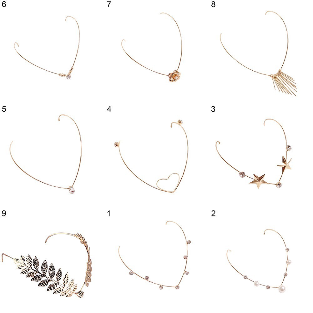 Vòng dây cài tóc đính ngọc trai giả & đá nhiều hình dạng cho nữ