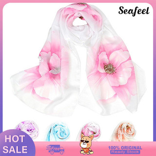 Khăn choàng cổ chiffon mỏng in hoa thời trang cho nữ