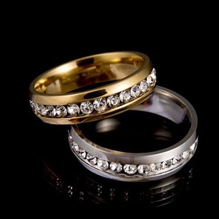 Nhẫn đính hôn titanium gắn đá cho cặp đôi