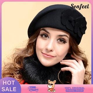 Mũ beanie trùm đầu thời trang cho nữ có kết hoa kiểu tiếp viên hàng không