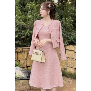 Set Dạ Tweed phối Ren bao gồm Áo dạ và Váy dạ S427 as store váy hà thanh váy dvc