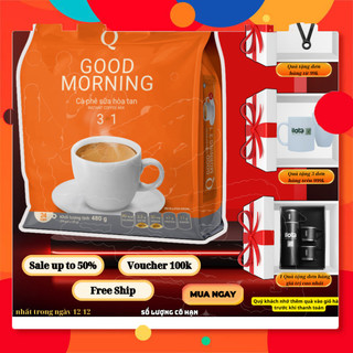 (Sỉ lẻ) Cà phê sữa uống liền hoà tan Goodmorning (bịch 24 gói x 20gr) Trần Quang