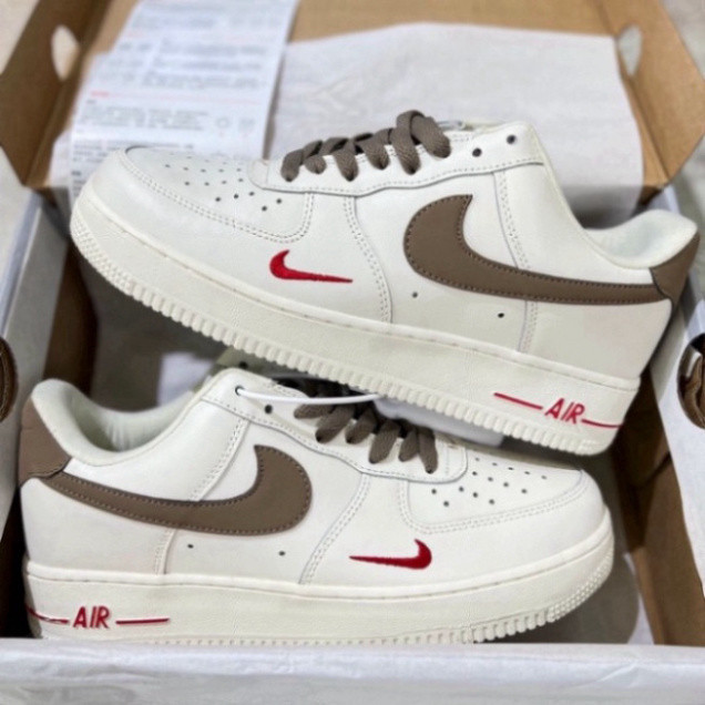 Giày sneaker,AF1 vệt nâu, Nike_air force 1 nâu trắng, giày thể thao nam nữ cổ thấp, đế air tăng chiều cao, bản Hight qua
