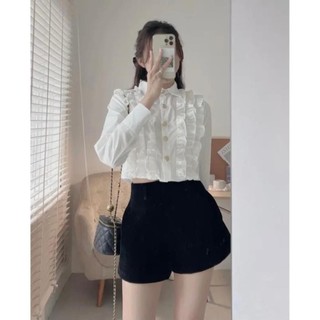 Quần short nhung cạp cao dáng xoè khoá zip, Quần short tôn eo Tôn dáng | ZenCj.Shop