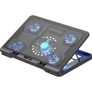 Đế tản nhiệt cho laptop 5 quạt êm N137 có đèn mát điều chỉnh cao thấp được gắn cổng usb -Tốt