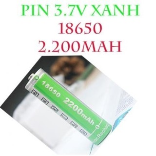 Pin sạc 3.7v xanh hhtc 18650 2200mah cho đèn pin quạt và loa -tốt