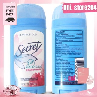 🌸🌸lăn nách khử mùi secret usa cho nữ invisible solid hàng chuẩn 73g