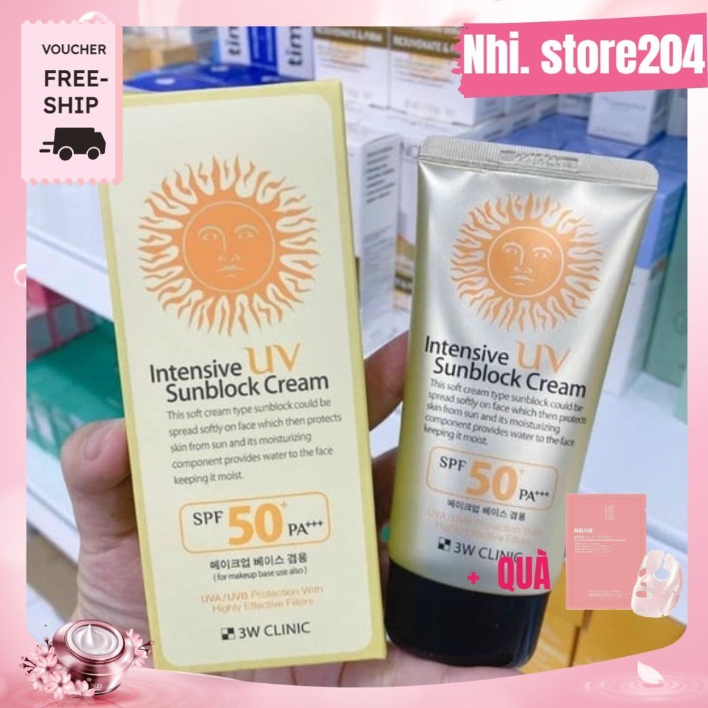 🌸🌸Kem chống nắng 3W Clinic intensive uv sunblock cream SPF50 PA +++ ( mới về )