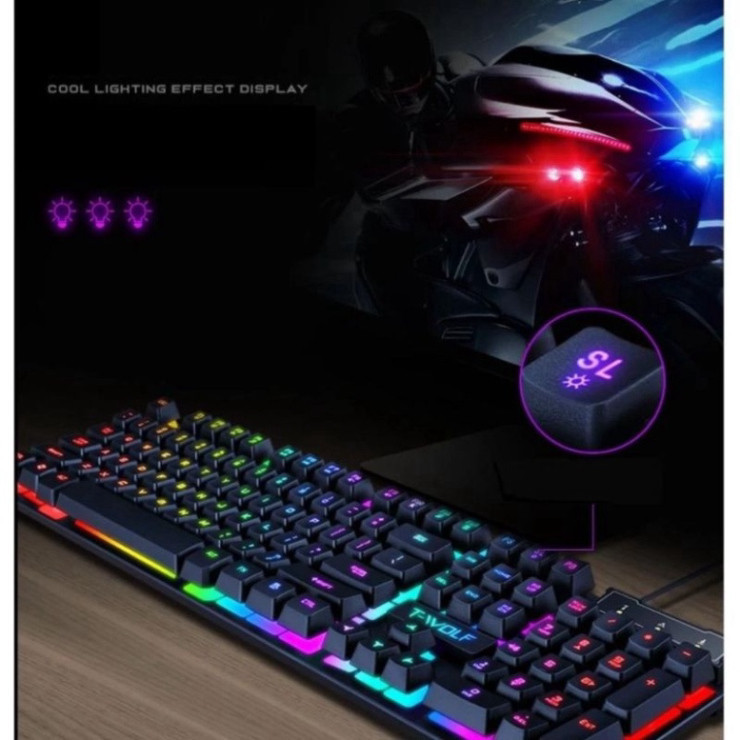 Bàn phím có dây giả cơ cơi game USB T-WOLF T20 LED 7 màu VMK-VYN | BigBuy360 - bigbuy360.vn